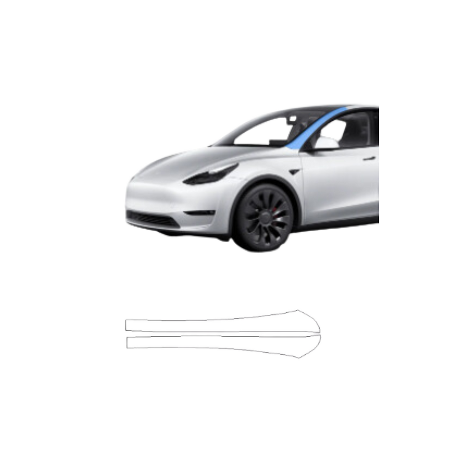 Tesla Model Y Partial A-Pillars PreCut Paint Protection Film Clear Bra PPF